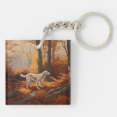 Engelse Setter in Autumn Leaves Herfst Inspire Sleutelhanger (Achterkant)