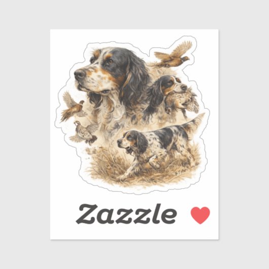 Engelse Setter, jacht kunst Sticker (Vel)