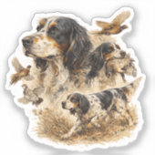 Engelse Setter, jacht kunst Sticker (Voorkant)