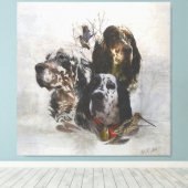 Engelse Setter, jacht op houtsnippers Canvas Afdruk (Insitu (Houten vloer))