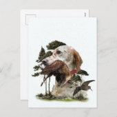 Engelse Setter, jacht op houtsnippers Feestdagenkaart (Voorkant / Achterkant)