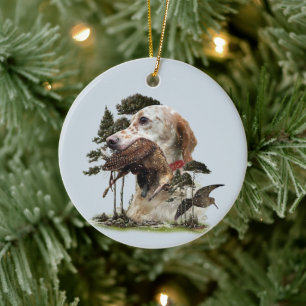 Engelse Setter, jacht op houtsnippers Keramisch Ornament