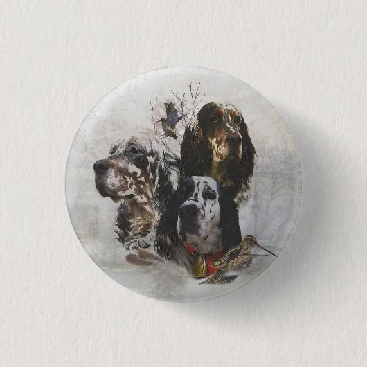 Engelse Setter, jacht op houtsnippers Ronde Button 3,2 Cm (Voorkant)
