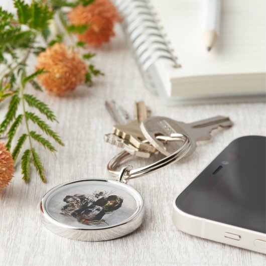 Engelse Setter, jacht op houtsnippers Sleutelhanger (Zijkant)