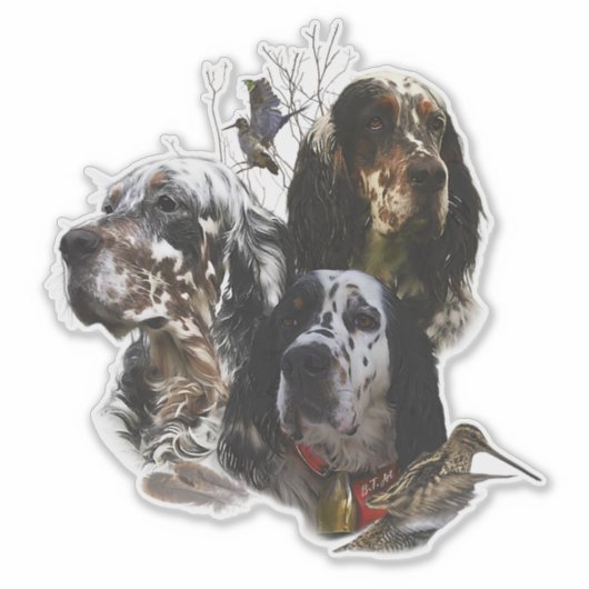 Engelse Setter, jacht op houtsnippers Sticker (Voorkant)