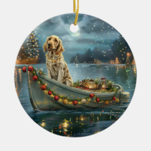 Engelse Setter Kerst Feestelijke Reis Keramisch Ornament