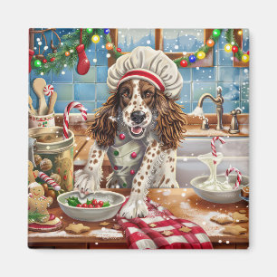 Engelse Setter Kerstbakfeest: Feestelijke Kerstmis Magneet