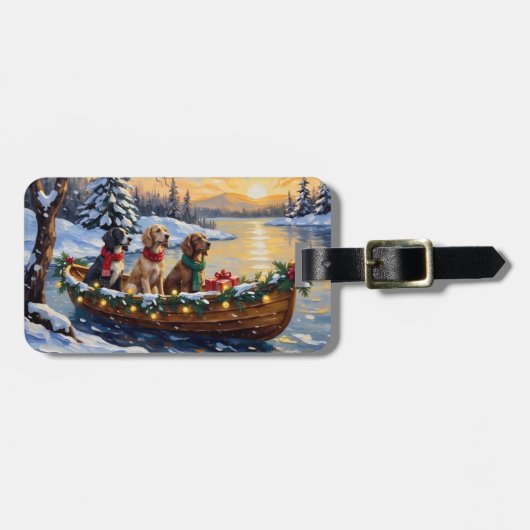 Engelse Setter Kerstboot Vakantie Bagagelabel (Voorkant horizontaal)