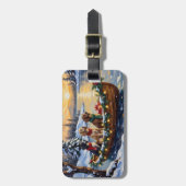 Engelse Setter Kerstboot Vakantie Bagagelabel (Voorkant verticaal)