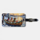Engelse Setter Kerstboot Vakantie Bagagelabel (Achterkant horizontaal)