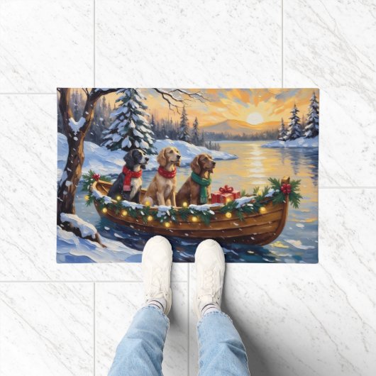 Engelse Setter Kerstboot Vakantie Deurmat (Binnen)