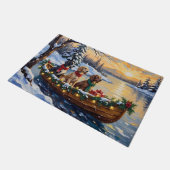 Engelse Setter Kerstboot Vakantie Deurmat (Schuin)