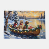 Engelse Setter Kerstboot Vakantie Deurmat (Voorkant)