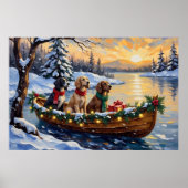 Engelse Setter Kerstboot Vakantie Poster (Voorkant)