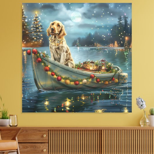 Engelse Setter Kerstfeest reis Canvas Afdruk (Insitu (Woonkamer))