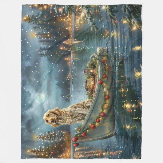 Engelse Setter Kerstfeest reis Fleece Deken (Voorkant)