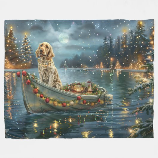 Engelse Setter Kerstfeest reis Fleece Deken (Voorkant (Horizontaal))