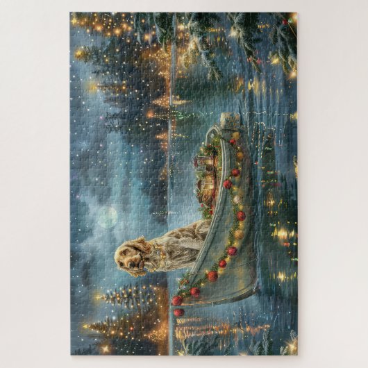 Engelse Setter Kerstfeest reis Legpuzzel (Verticaal)