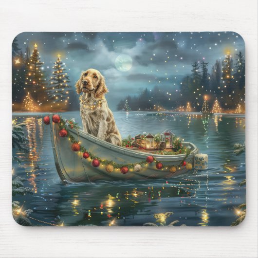 Engelse Setter Kerstfeest reis Muismat (Voorkant)