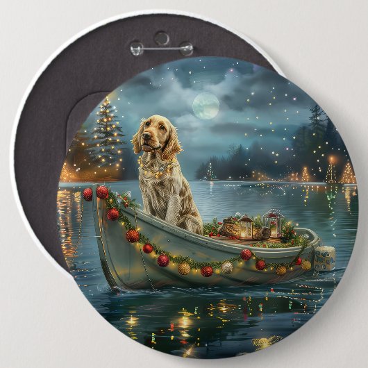 Engelse Setter Kerstfeest reis Ronde Button 6,0 Cm (Voorkant /achterkant)