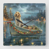 Engelse Setter Kerstfeest reis Vierkante Klok (Voorkant)