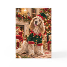 Engelse Setter Kerstkaart - Santa's Elf