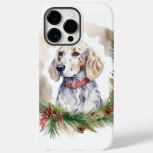 Engelse Setter Kerstkrans Feestelijke Pup Case-Mate iPhone 14 Pro Max Hoesje