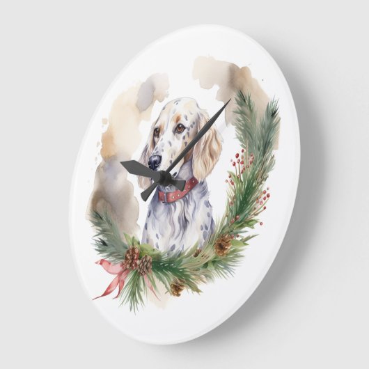 Engelse Setter Kerstkrans Feestelijke Pup Grote Klok (Hoek)