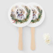 Engelse Setter Kerstkrans Feestelijke Pup Handwaaier (Voorkant en achterkant)