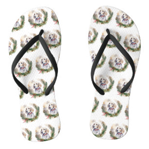 Engelse Setter Kerstkrans Feestelijke Pup Teenslippers