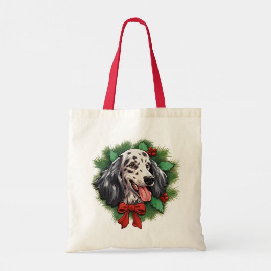 Engelse Setter kerstkrans Tote Bag (Achterkant)