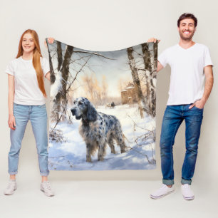 Engelse Setter Laat het Sneeuwen Kerstmis Fleece Deken