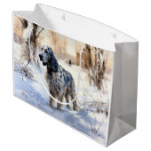 Engelse setter laat het sneeuwen Kerstmis Groot Cadeauzakje (Achterkant Gekanteld)