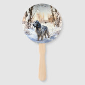 Engelse setter laat het sneeuwen Kerstmis Handwaaier (Achterkant)