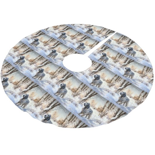 Engelse setter laat het sneeuwen Kerstmis Kerstboom Rok (Gekanteld)