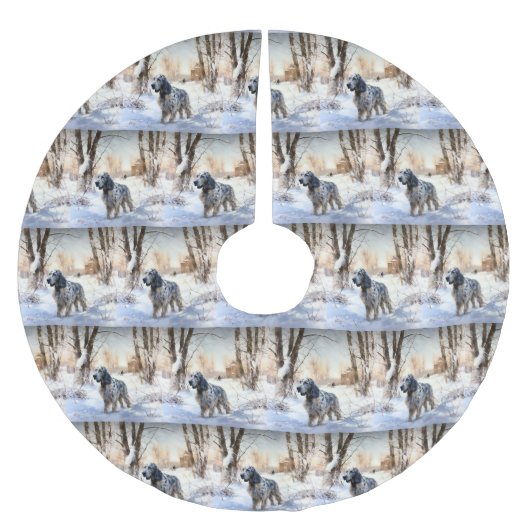 Engelse setter laat het sneeuwen Kerstmis Kerstboom Rok (Voorkant)