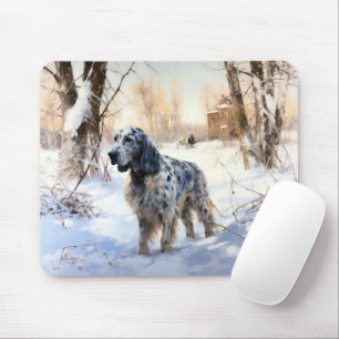 Engelse setter laat het sneeuwen Kerstmis Muismat