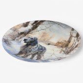 Engelse setter laat het sneeuwen Kerstmis Papieren Bordje (Gekanteld)