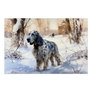 Engelse setter laat het sneeuwen Kerstmis Perfect Poster