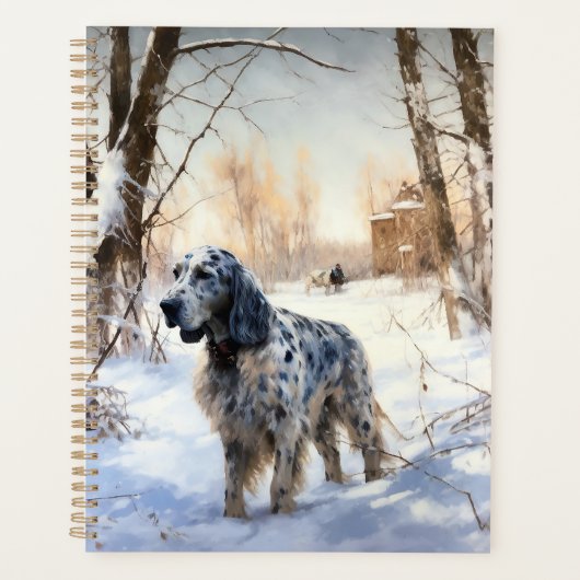 Engelse setter laat het sneeuwen Kerstmis Planner (Voorkant)