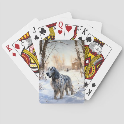 Engelse setter laat het sneeuwen Kerstmis Pokerkaarten (Achterkant)