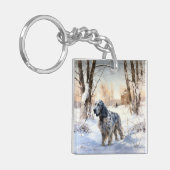 Engelse setter laat het sneeuwen Kerstmis Sleutelhanger (Voorkant Links)