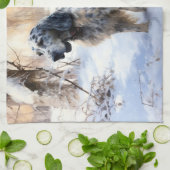 Engelse setter laat het sneeuwen Kerstmis Theedoek (Gevouwen)