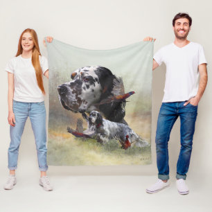 Engelse setter met fazanten, kunst   fleece deken