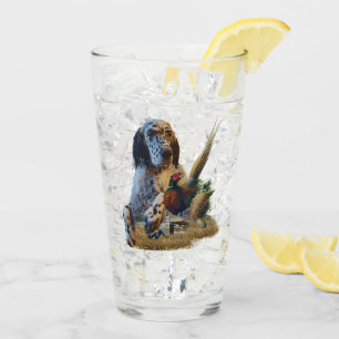 Engelse setter met fazanten, kunst   glas