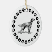 Engelse Setter met Pawprints Keramisch Ornament (Rechts)