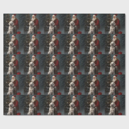 Engelse setter met sinterklaas feestelijke kerst cadeaupapier (Vlak)