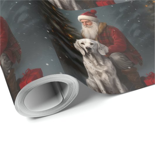 Engelse setter met sinterklaas feestelijke kerst cadeaupapier (Rol Hoek)