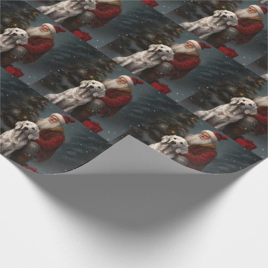 Engelse setter met sinterklaas feestelijke kerst cadeaupapier (Hoek)