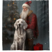 Engelse setter met sinterklaas feestelijke kerst douchegordijn (Voorkant)
